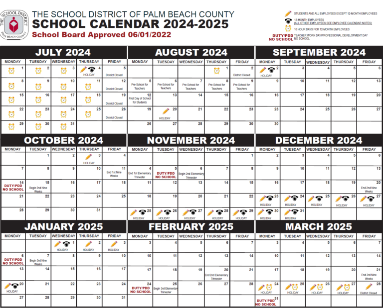 Palm Beach County School Calendar 2024-2025