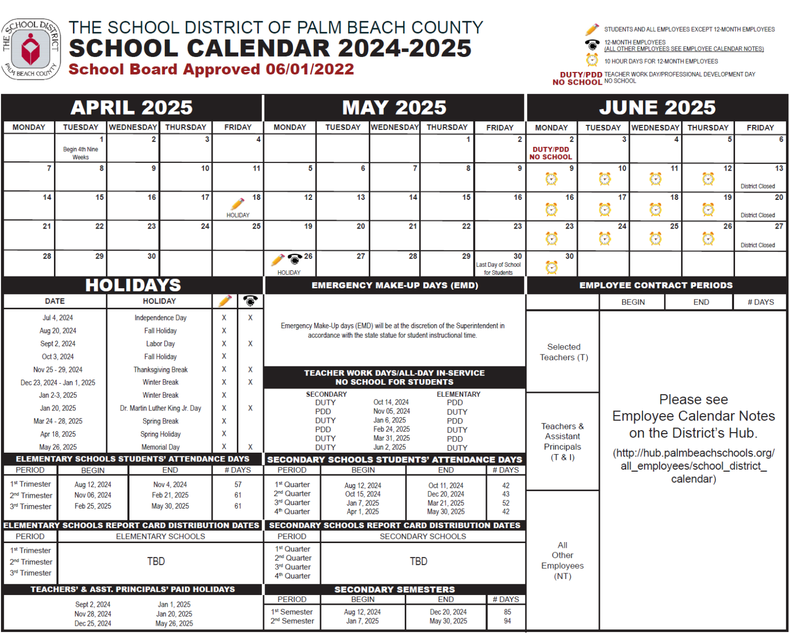 Palm Beach County School Calendar 20242025